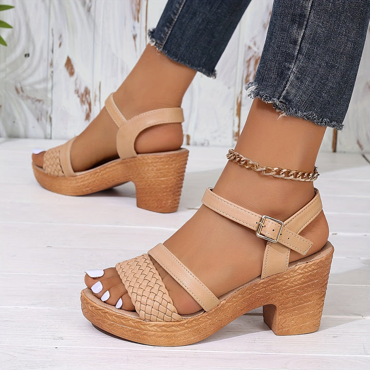 Braided Block Heel Sandals