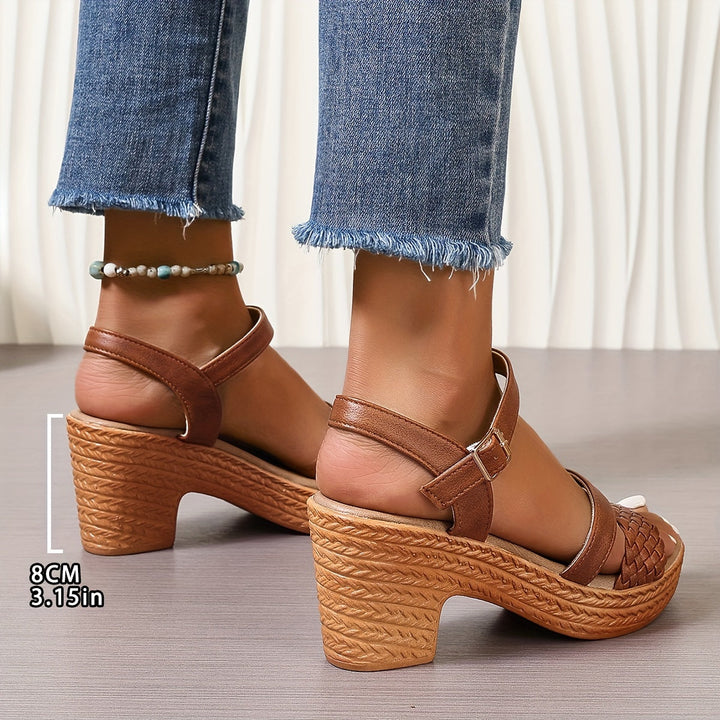 Braided Block Heel Sandals