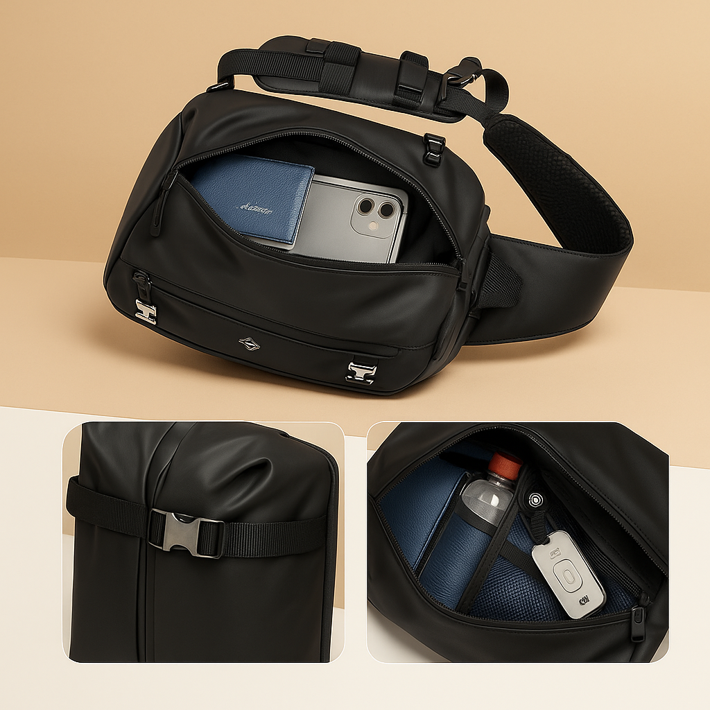 Expandable anti-theft chest bag with USB port | Braxton