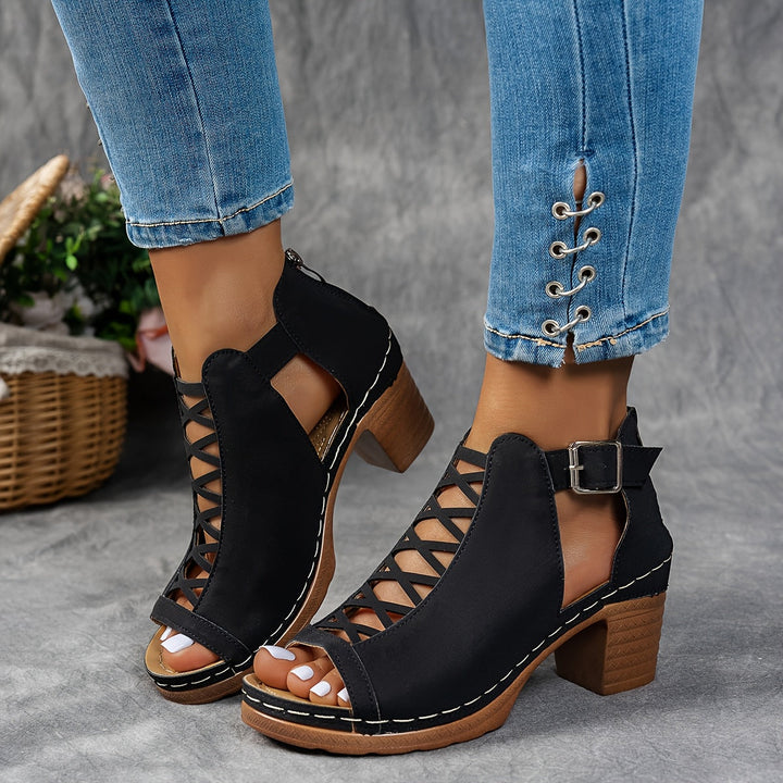 Lattice-Heel Sandals