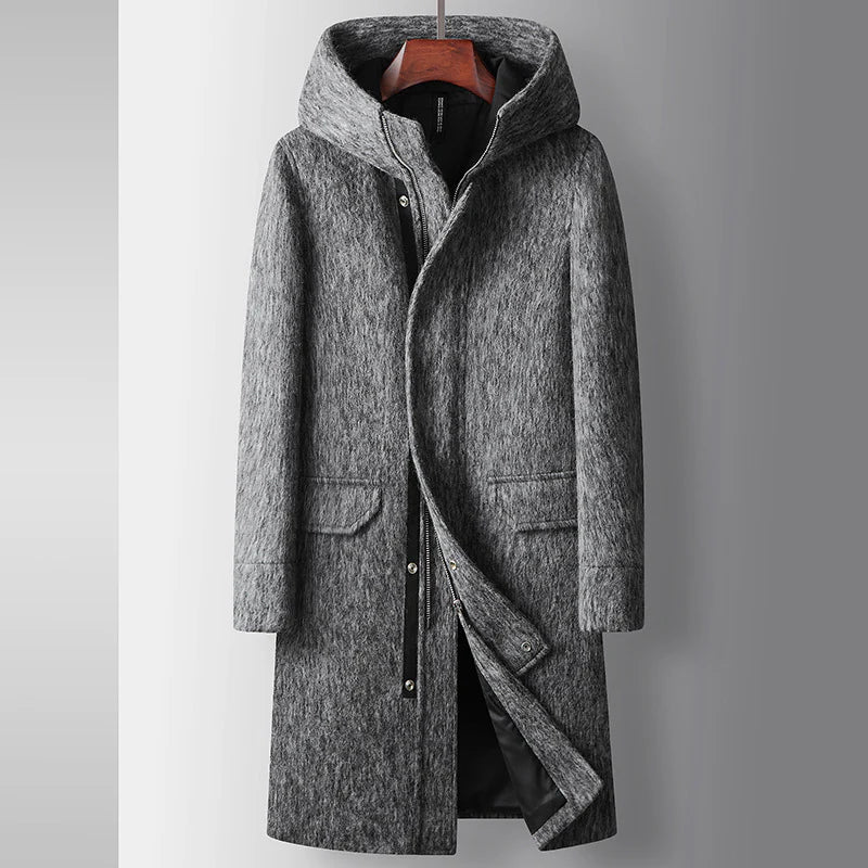 HOODED WOOL COAT