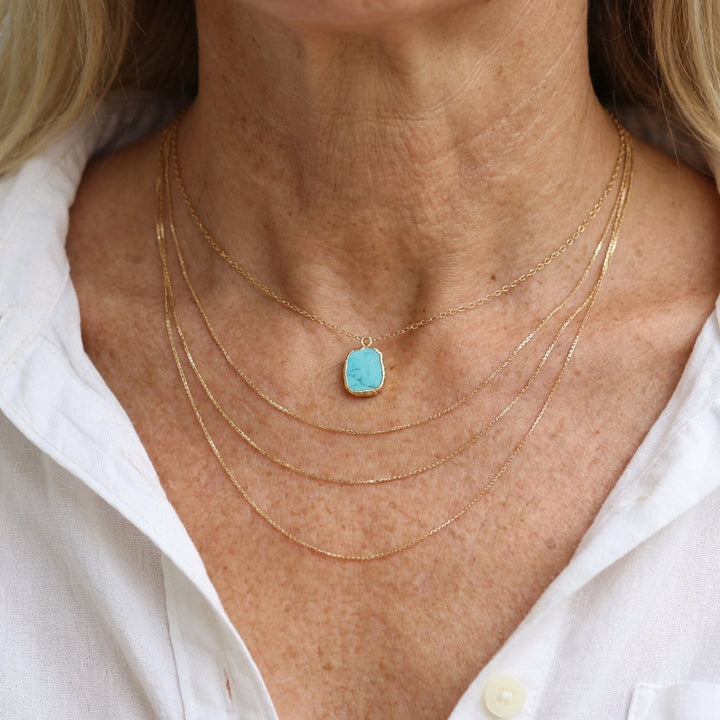 Elegant Turquoise Gemstone Gold Plated Necklace