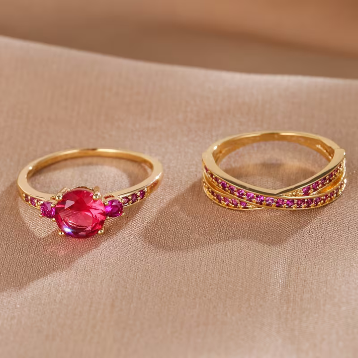 Emerald Duo Ring Set