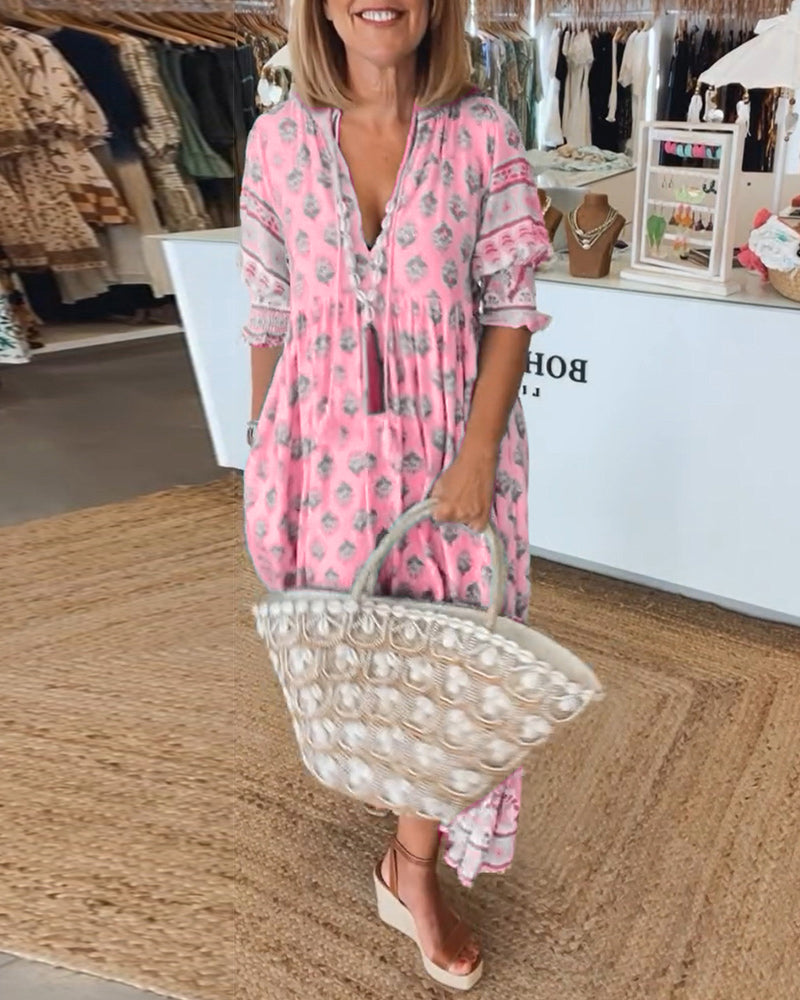 Peyton – Long Lantern Sleeve Bohemian Dress