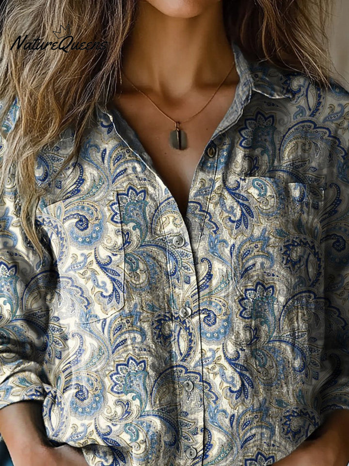 Vintage Floral Pattern Printed Women&