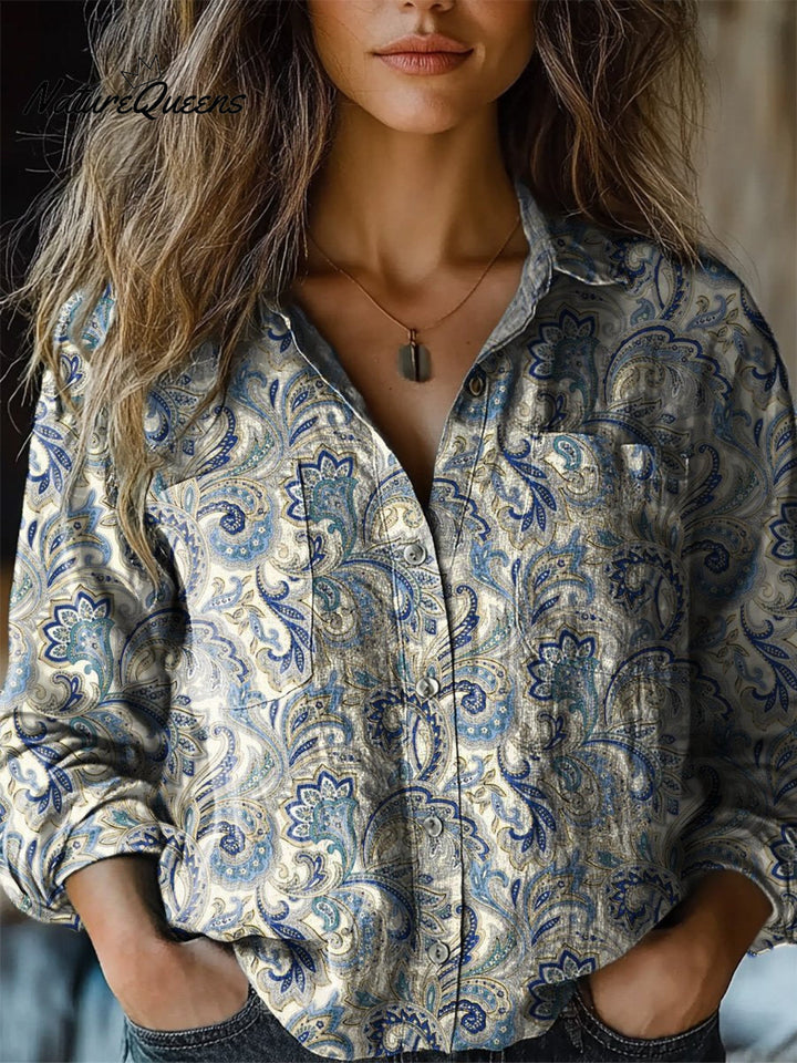 Vintage Floral Pattern Printed Women&