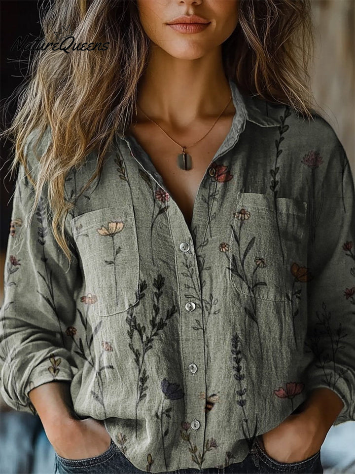 Vintage Style Spring Floral Pattern Printed Women&