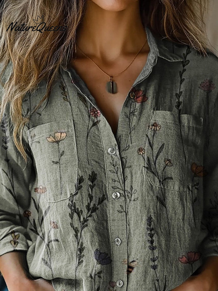 Vintage Style Spring Floral Pattern Printed Women&