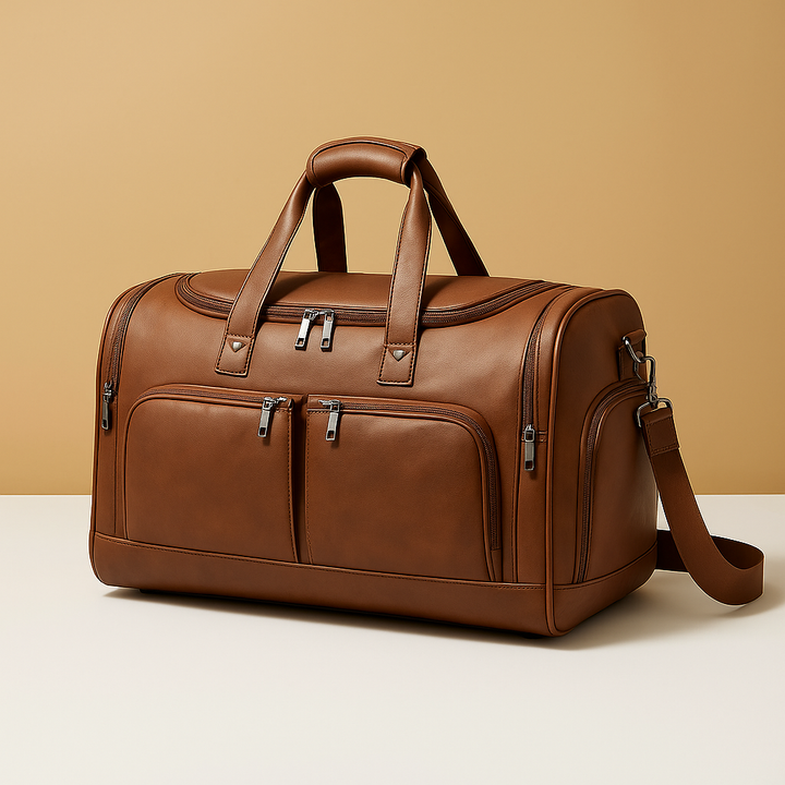 Leather travel duffle bag with shoe compartment for men | Franklin