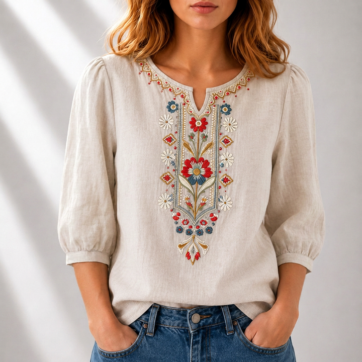 June | Bohemian Embroidered Top