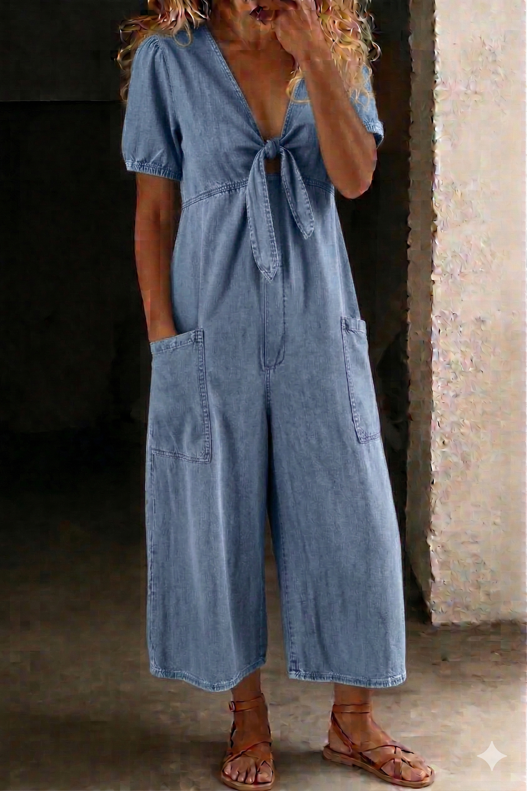 Maya | V Neck Short Sleeve Jumpsuit