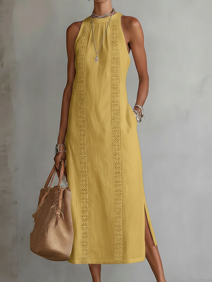 Aurora | Sleeveless Lace Detail Midi Dress