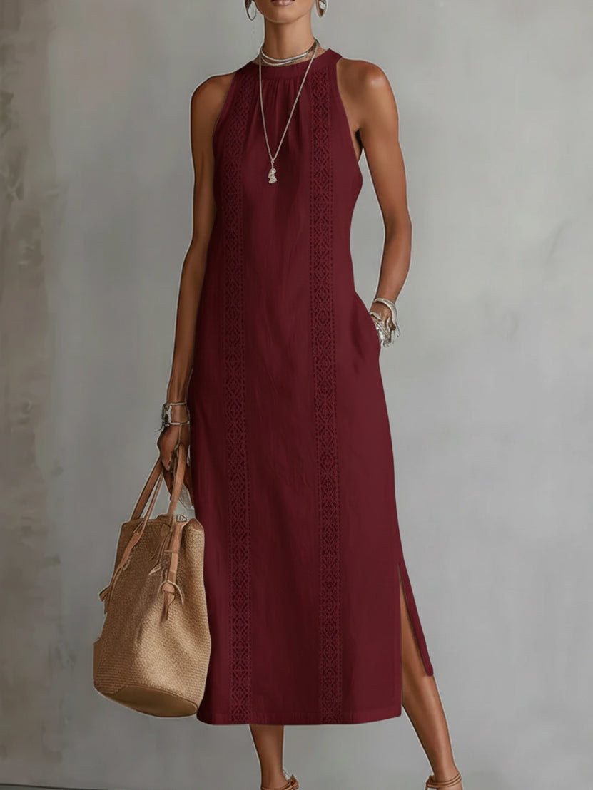 Aurora | Sleeveless Lace Detail Midi Dress