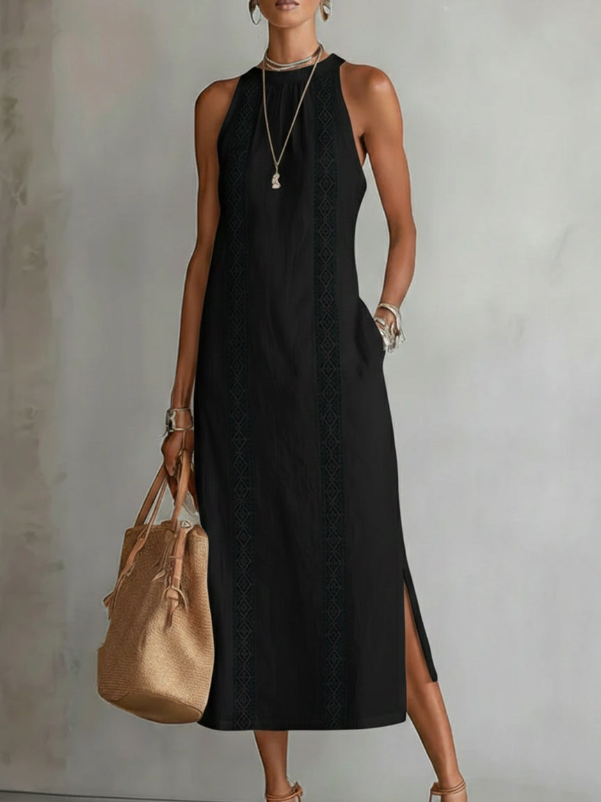 Aurora | Sleeveless Lace Detail Midi Dress
