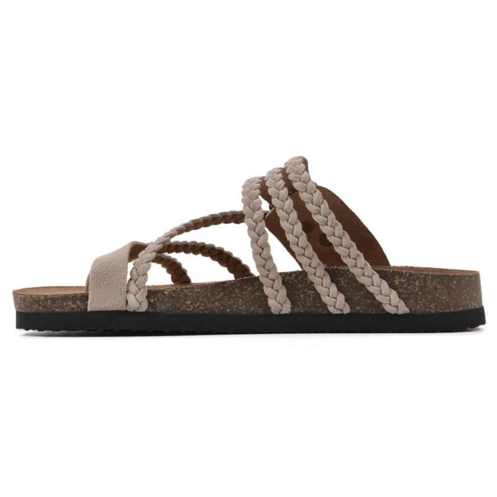 Vellara | Women's Braided Strap Big Buckle Cork Footbed Sandal